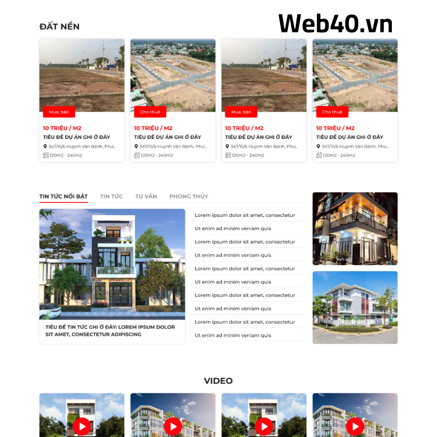 Thiết kế website cho ngành bất động sản