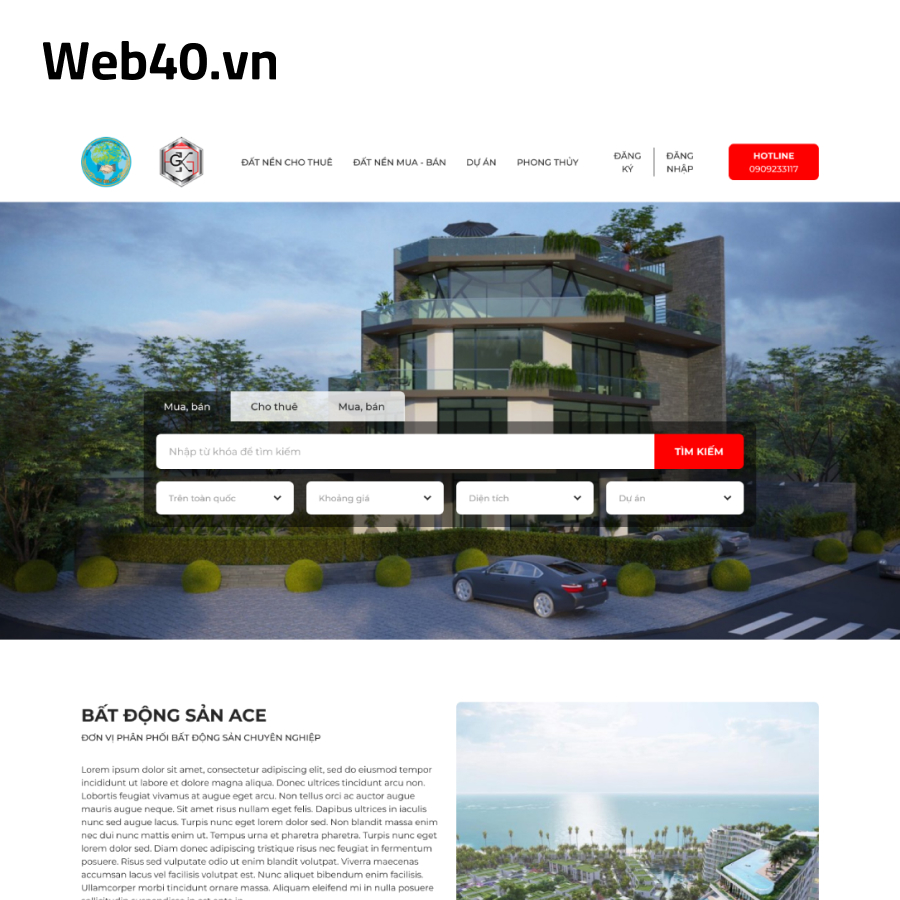Thiết kế website cho ngành bất động sản