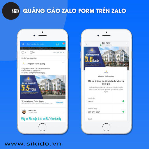 Dịch vụ quảng cáo Zalo Form trên Zalo