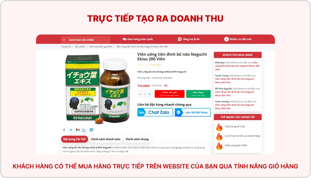 Trực tiếp tạo ra doanh thu